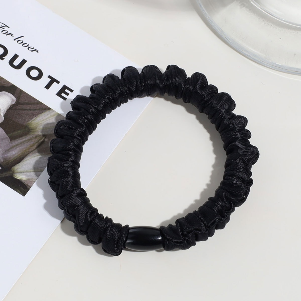 Women's Simple Brown Satin Hair Tie, Durable Solid Color Hair Accessory