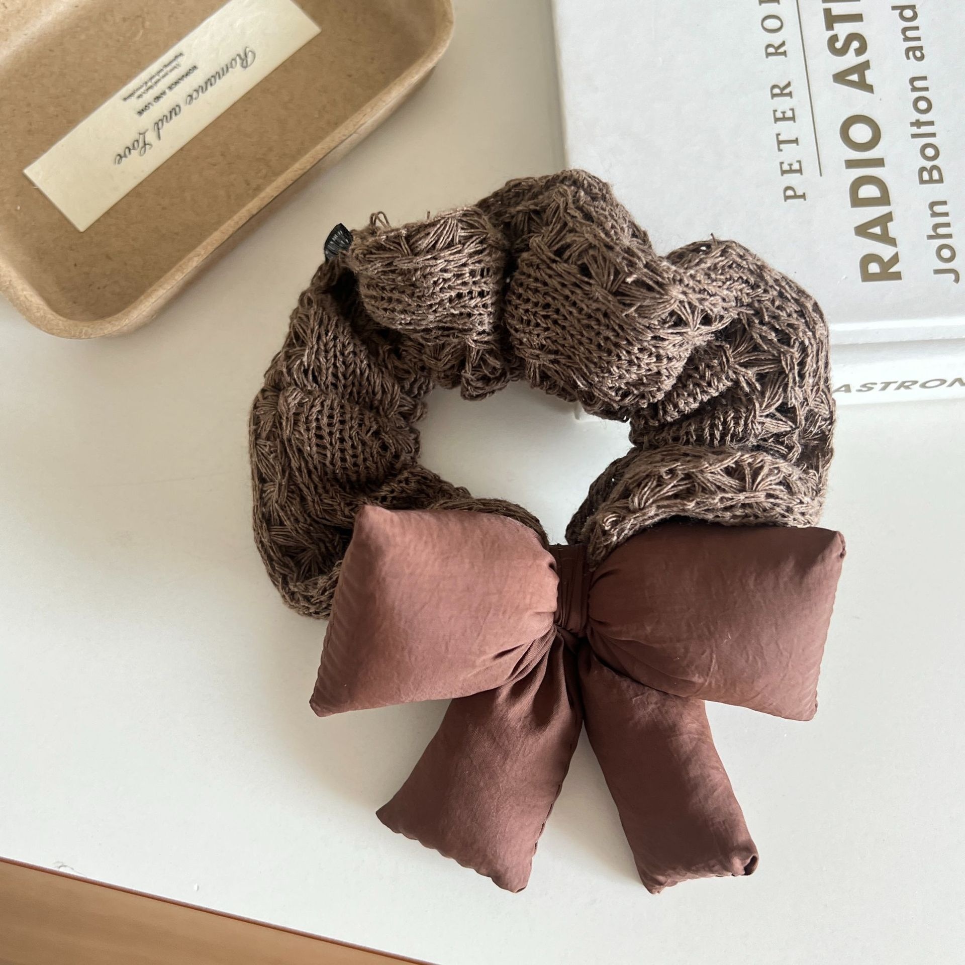 Women's Knitted Wool Butterfly Knot Scrunchies Lazy Style Winter Hair Ties