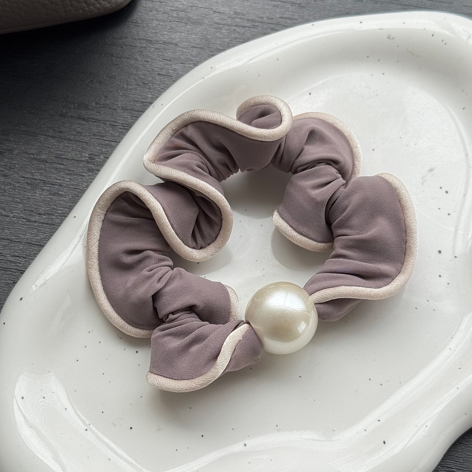 Women Versatile Low Ponytail Elastic Cloth Hair Band Simple Pearl