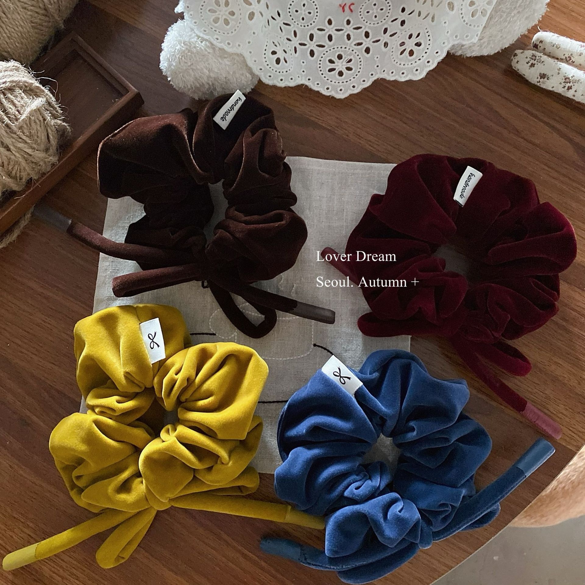 Women's Versatile Winter Velvet Elastic Hair Bands Solid Color Bowknot