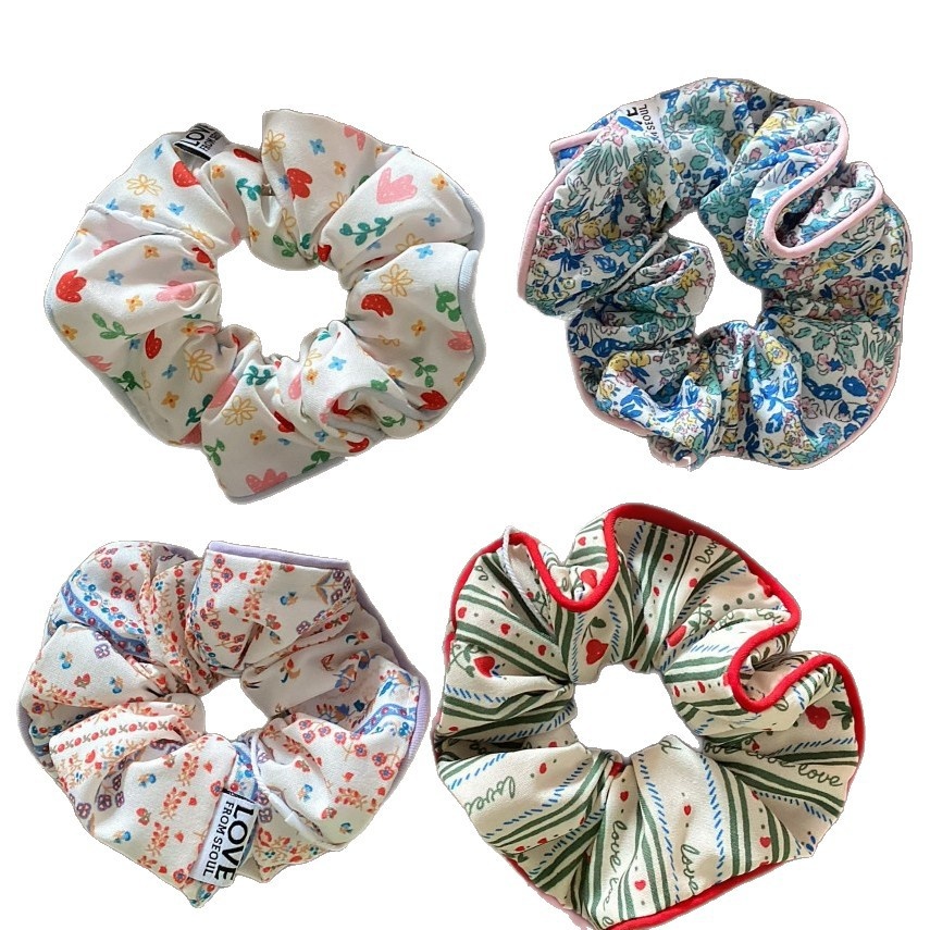 Women's Spring Summer Fabric Hair Tie Multicolor Pink White Floral