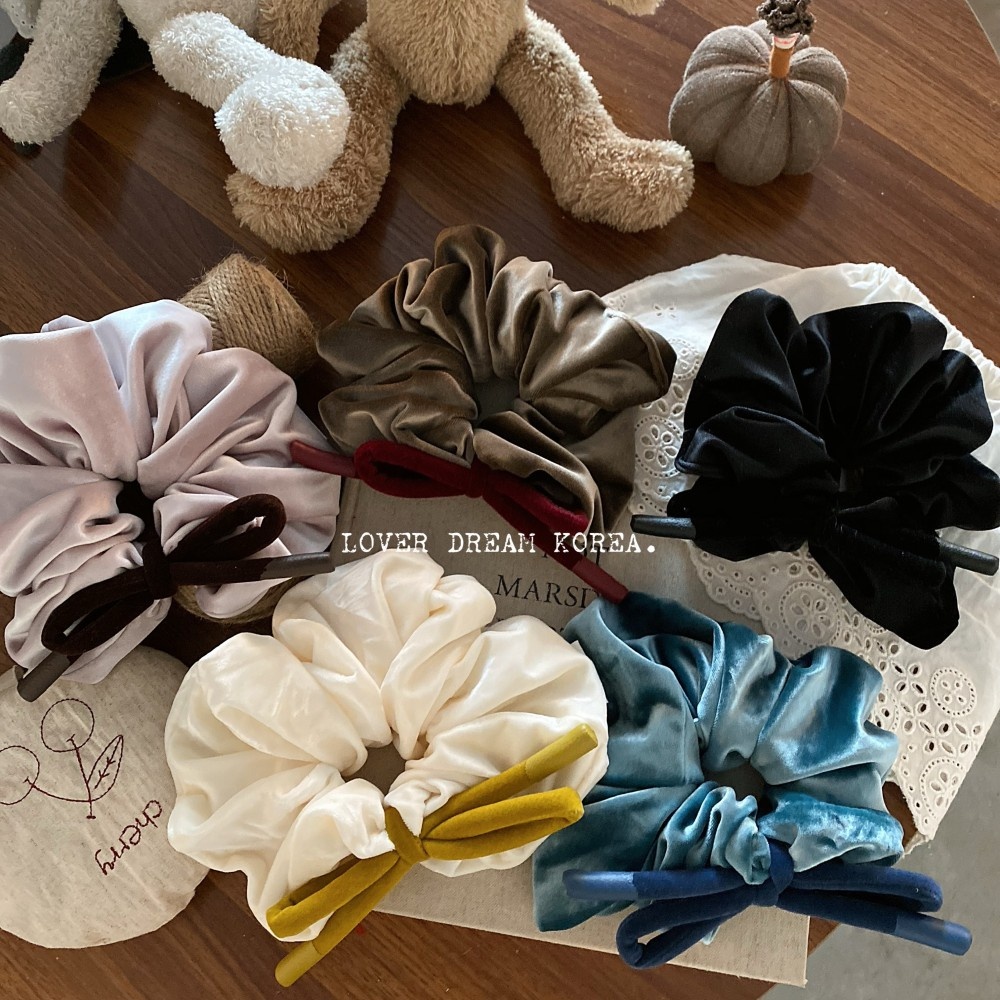 Women's Large Velvet Bun Styling Elastic Hairband French Bowknot