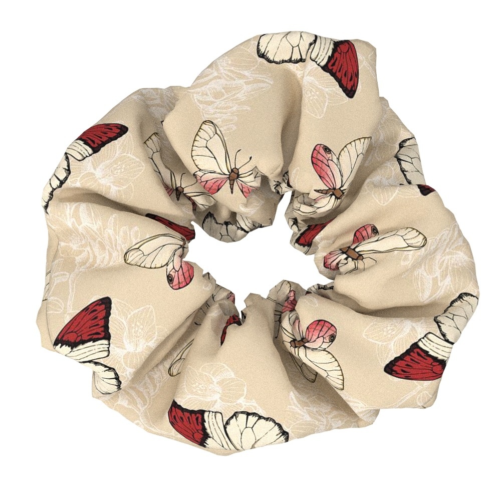 Women's Vintage Cloth Hair Scrunchie Daily Elastic Band Butterfly Print
