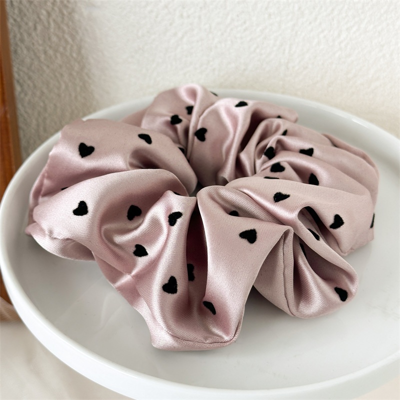 Women's Elegant Holiday Cloth Hair Tie Scrunchie Heart Shape Pattern