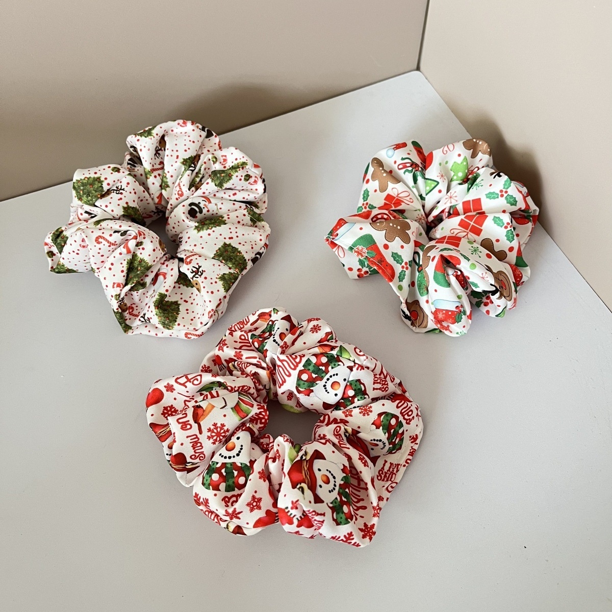 Women's Christmas Wide Polyester Bow Headbands 3PC Santa Snowflake Plaid