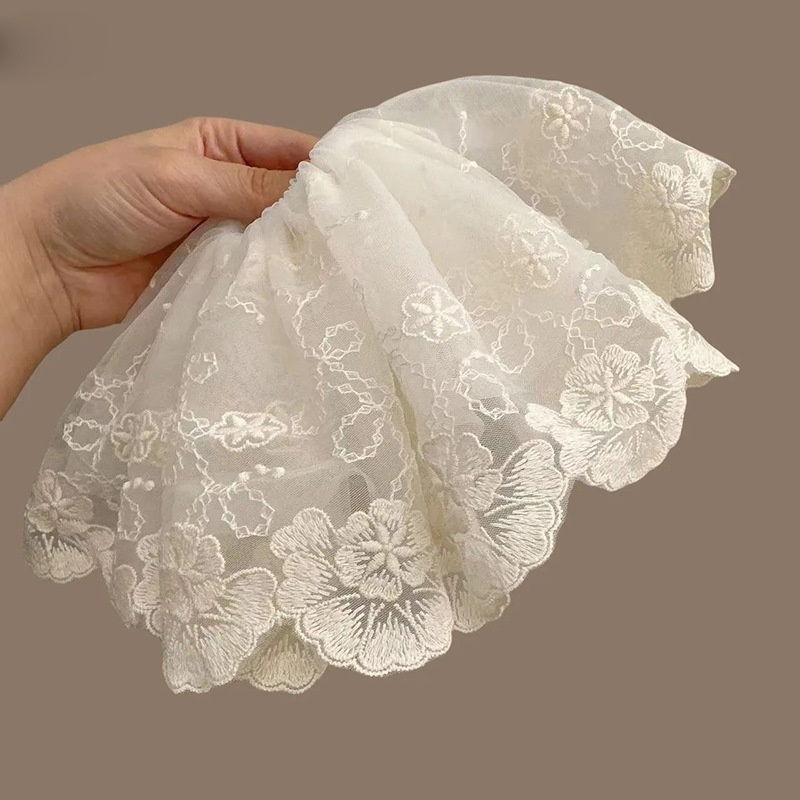 Women's Elegant Banquet Oversized Lace Elastic Hair Tie White Floral