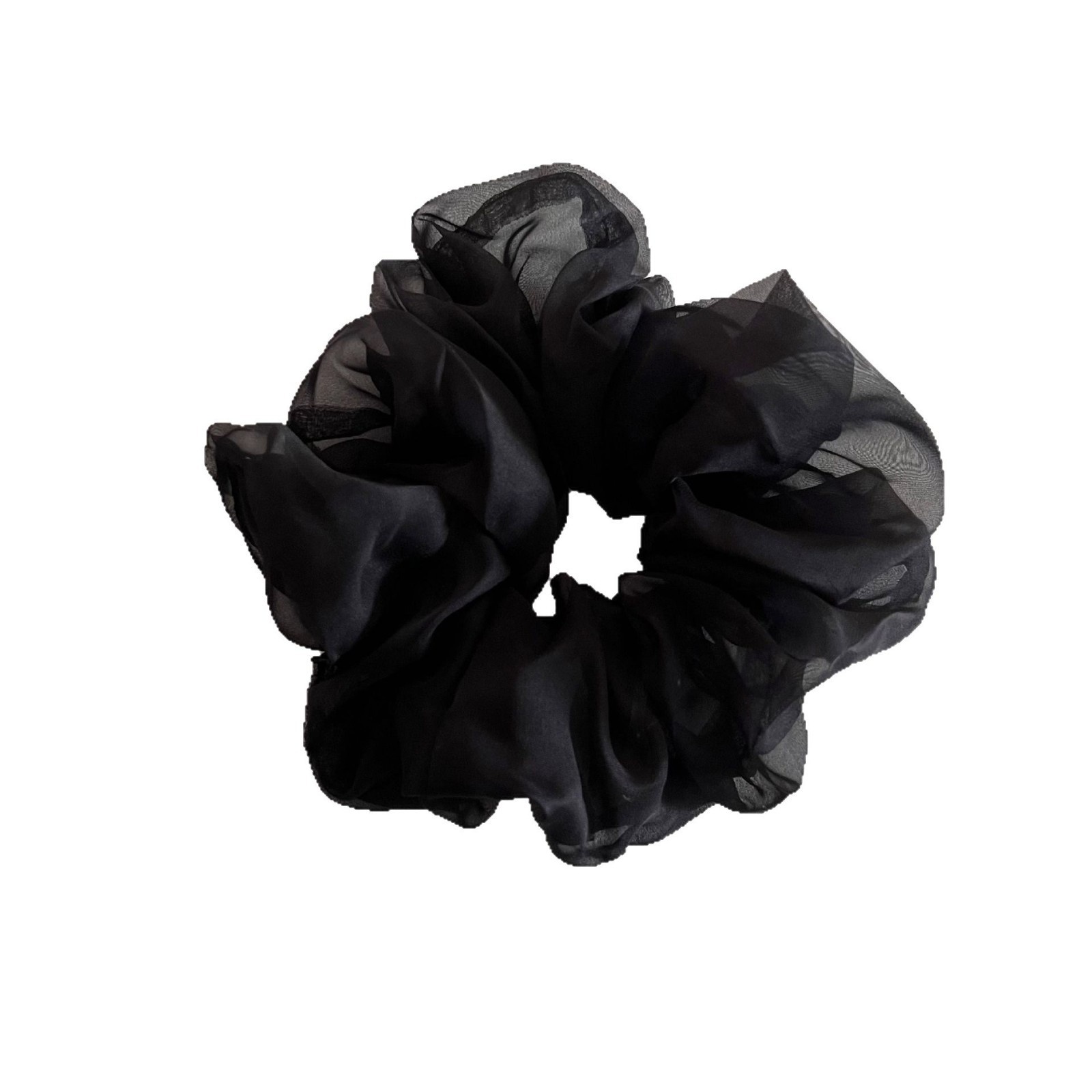 Women's Soft Mesh Loose Bun Hair Tie French Gauze Scrunchie Solid Color