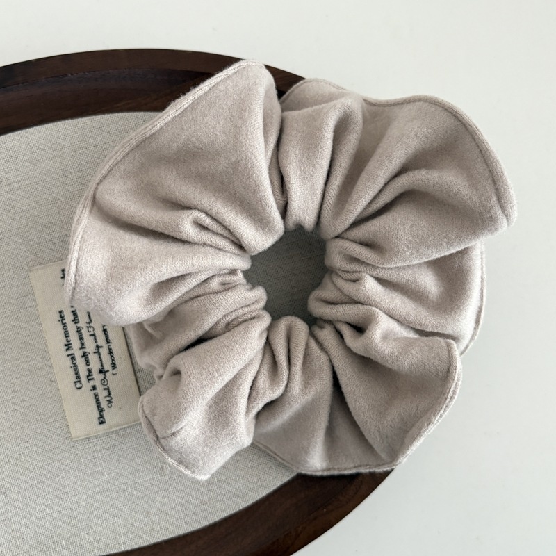 Women's Winter Soft Wool Ribbed Ponytail Holder Scrunchie Solid Color