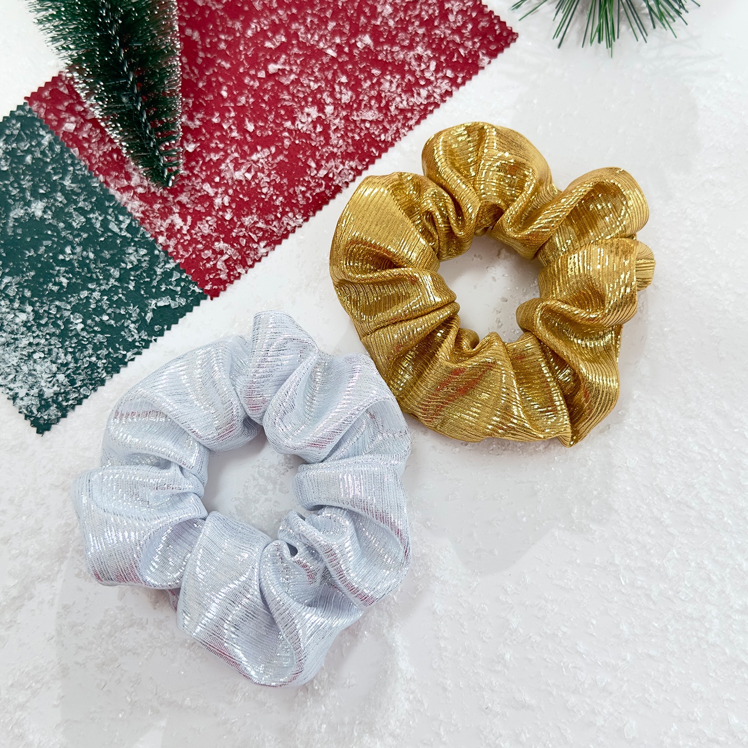 Women's Shiny Thread High Elasticity Christmas Hair Scrunchie Pure Color