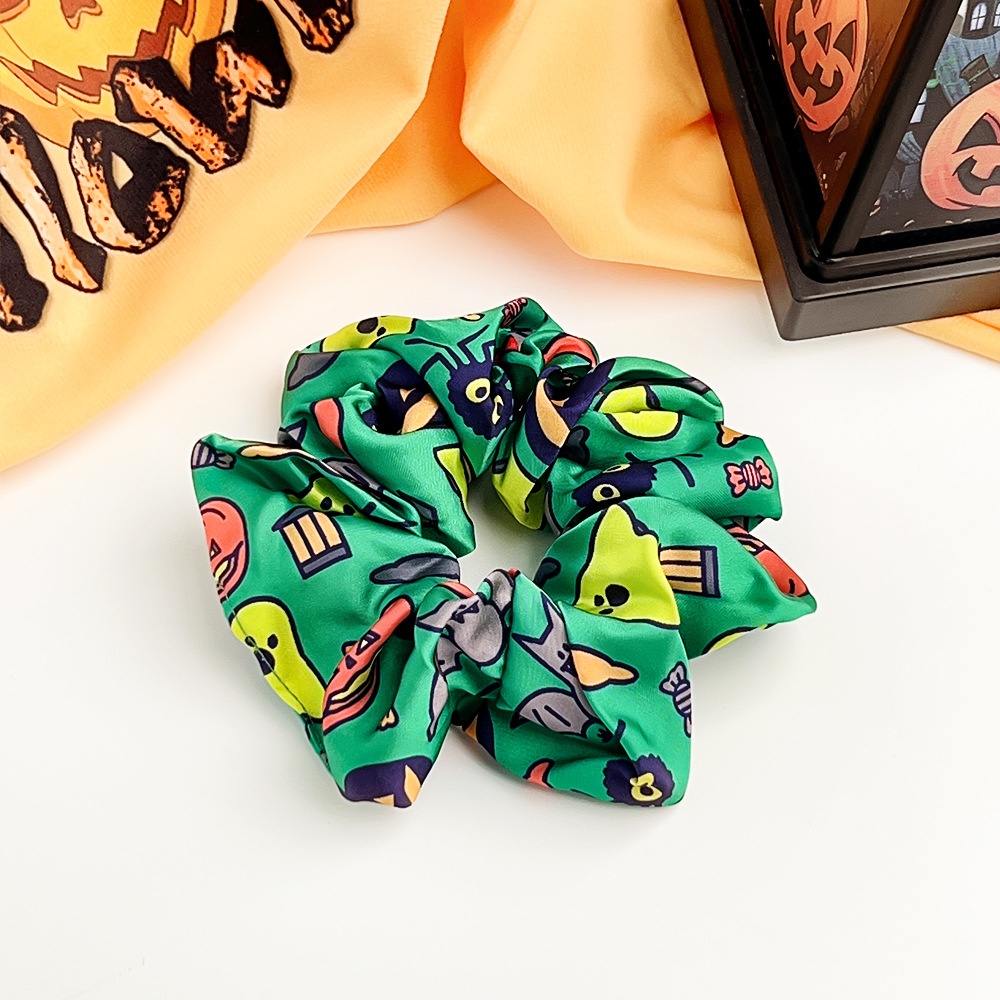 Women's Halloween Cloth Elastic Scrunchies Retro Pumpkin Skull