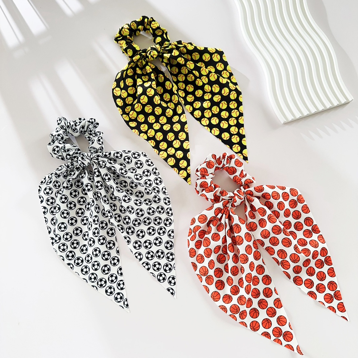 Women's Large Fabric Scrunchie Football Basketball Baseball Print