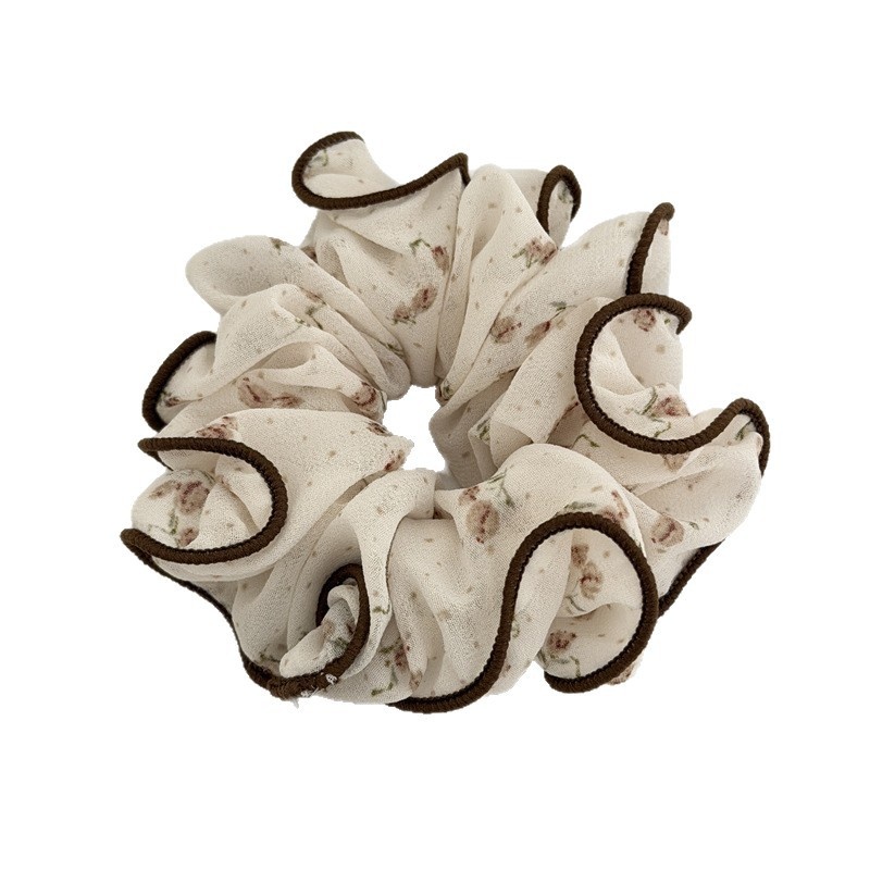 Women's Sweet Spring Soft Chiffon Hair Tie White Ditsy Floral