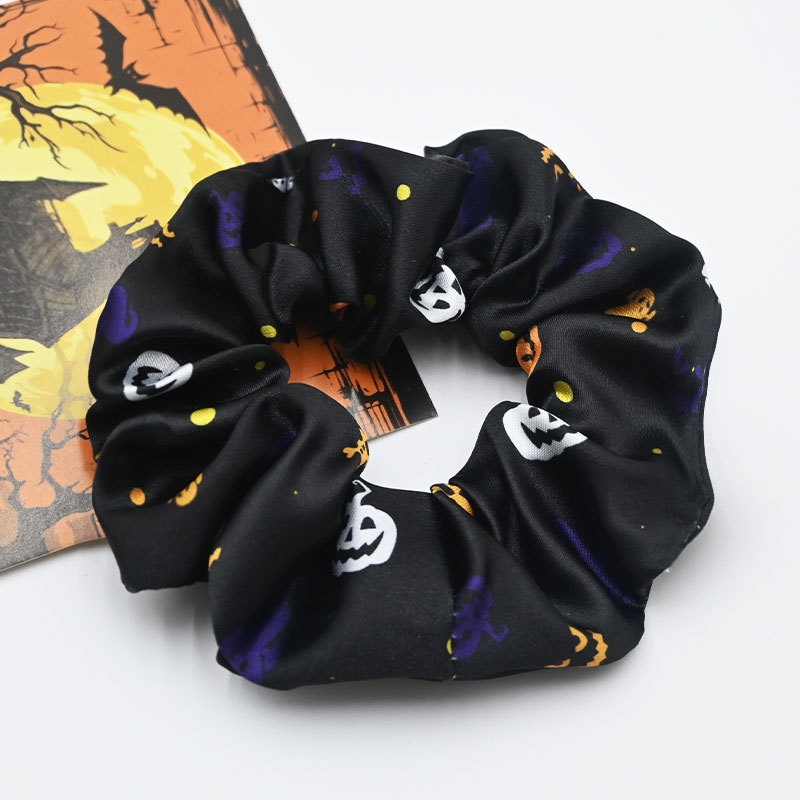Women's Elastic Cloth Hair Scrunchie Cartoon Halloween Pumpkin Print