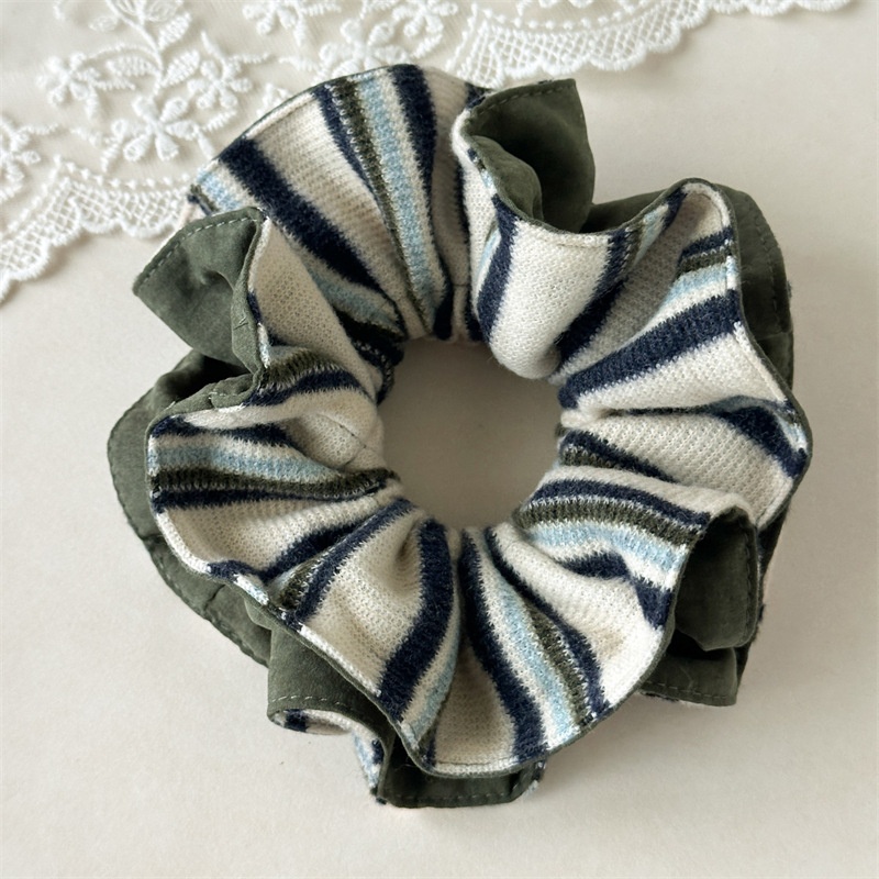 Women's Vintage Knitted Stripe Headband High Elasticity Winter Hair Tie