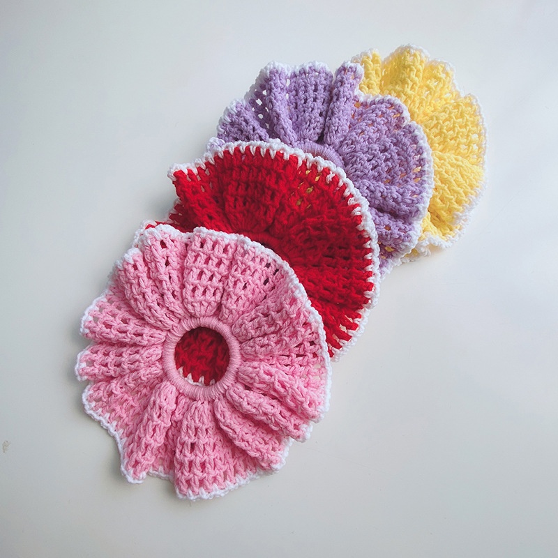 Women's Soft Knitted Polyester Warm Winter Hair Scrunchie Colorful