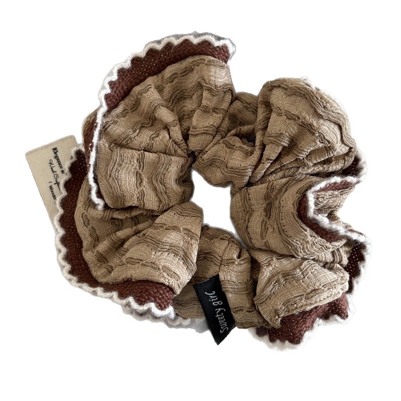 Women's Winter Cloth Ponytail Hairband Color Block Striped Lace