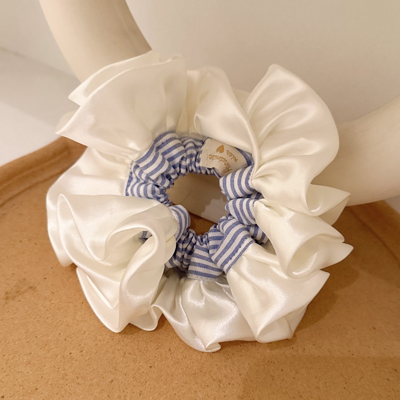 Women's Elegant Banquet Elastic Satin Hair Accessories Blue Striped