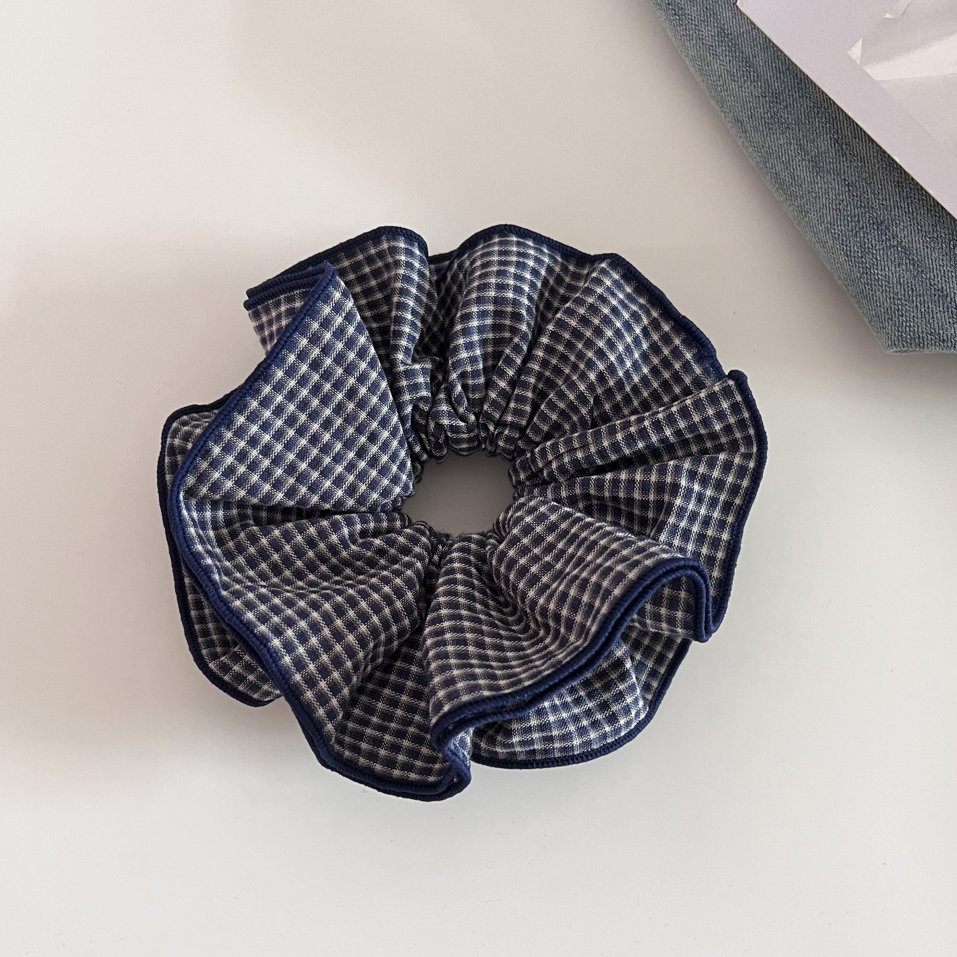 Women's Vintage Plaid Cloth Hair Tie Checkered Scrunchie Fashion Accessory