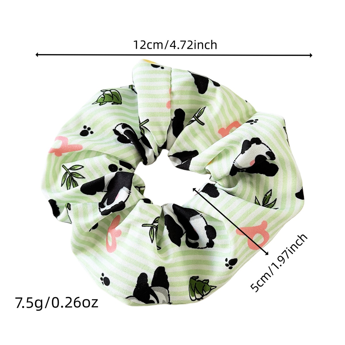 Women's Winter Cloth Hair Tie Cute Green Plaid Panda Pattern