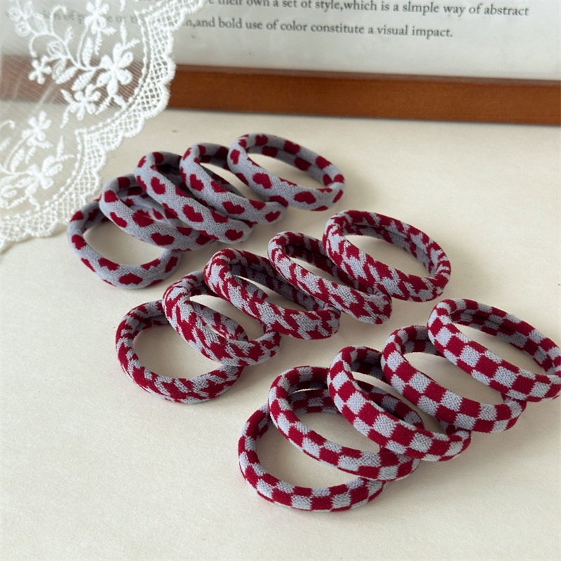 Women's 5Pcs Thickened Towel Hair Ties High Elasticity Winter Polka Dot Bands