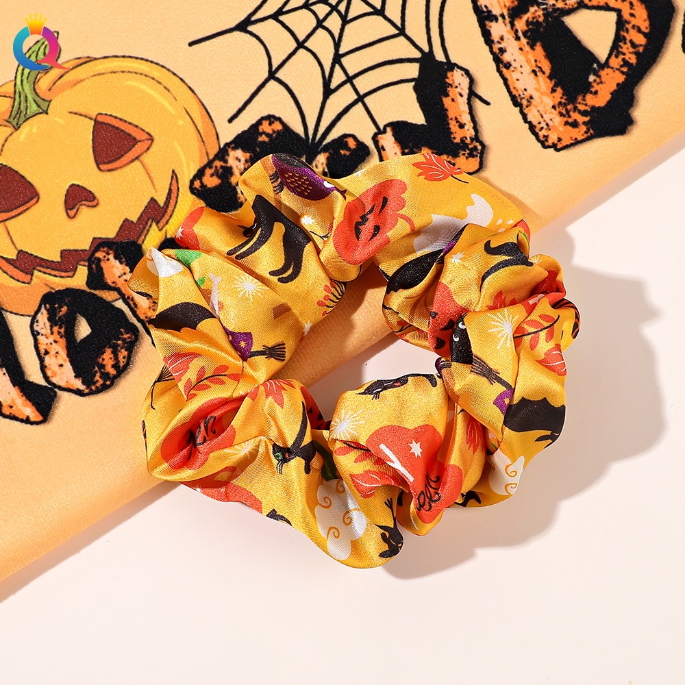 Women's Elastic Halloween Hair Tie Funny Pumpkin Skull Pattern