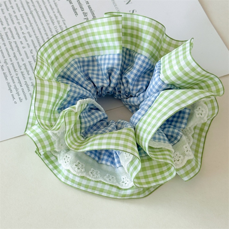 Women's Elegant Cloth Hair Tie for Weekend Banquets Chic Plaid