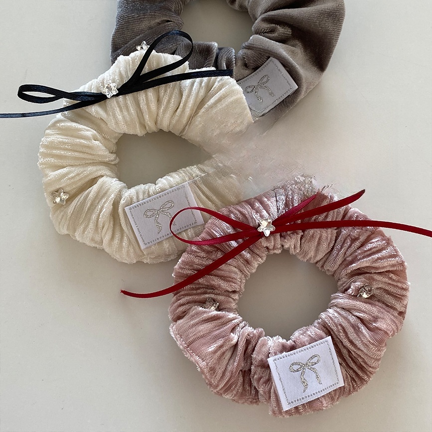 Women's Vintage Velvet Star Bowknot Hairband Elegant Ballet Ribbon Tie