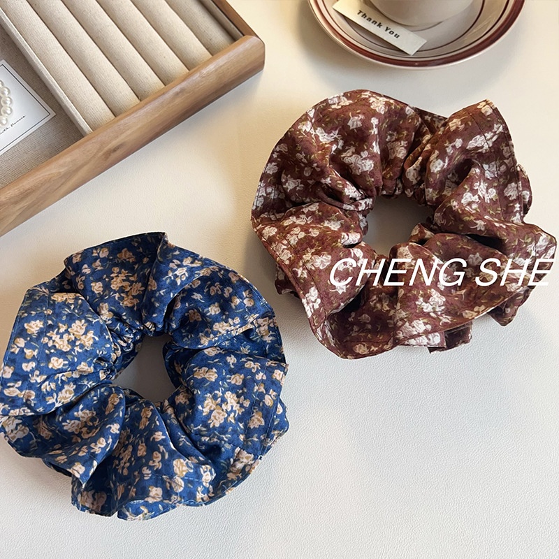 Women's Daily Large Fabric Elastic Hair Scrunchies Floral Plaid