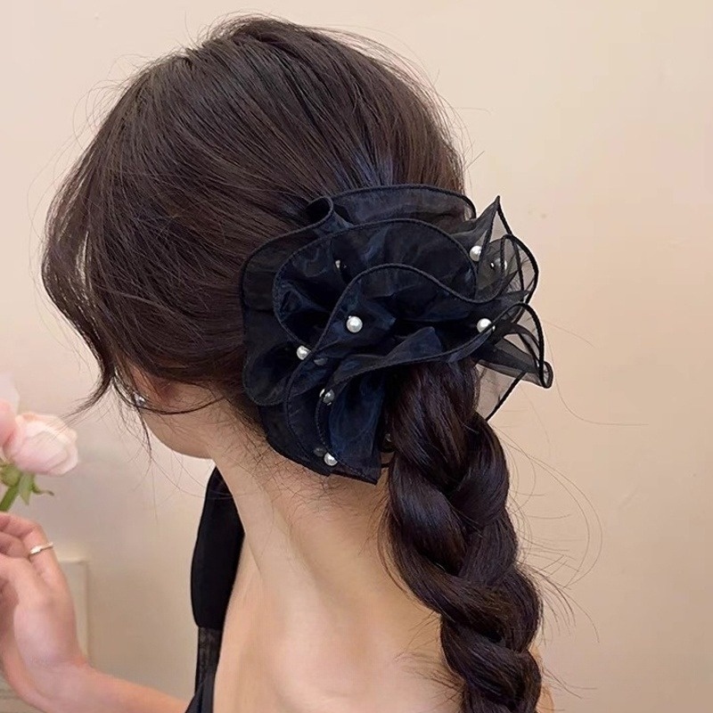 Women's Elegant Irregular Cloth Hair Tie For Weekend Solid Color
