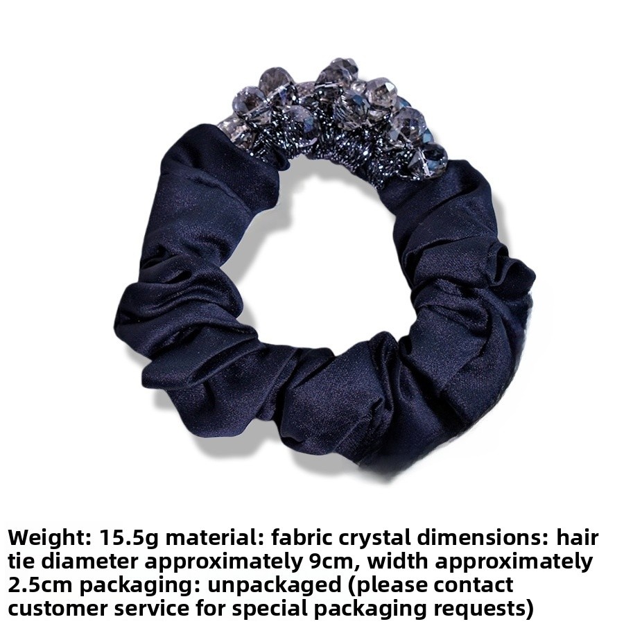 Women's Handmade Crystal Satin Hair Tie High Elasticity Glam Hair Accessory