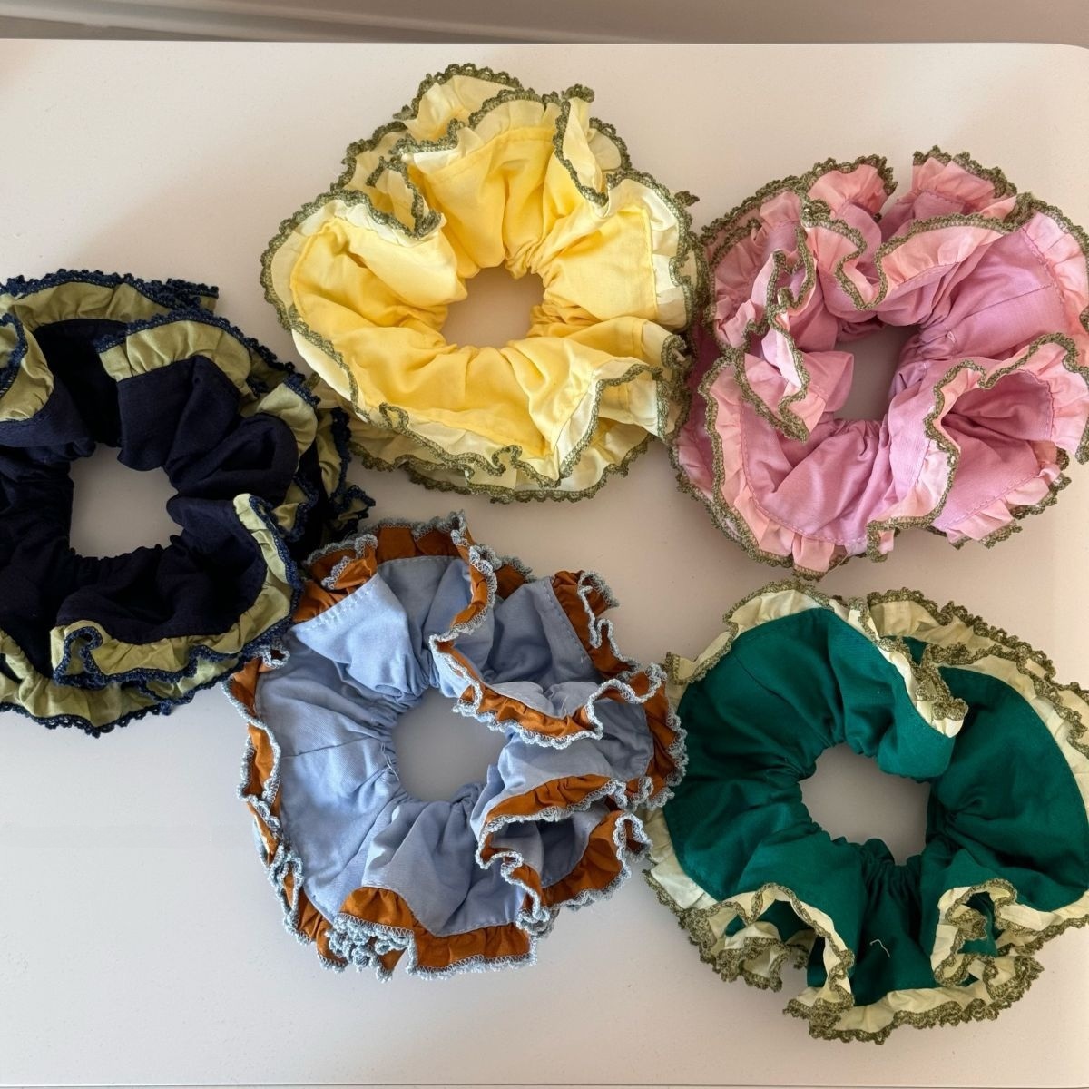 Women's Summer Everyday Cloth Hair Tie Accessory Yellow Color Block