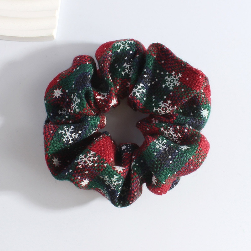 Unisex Holiday Cloth Hair Tie Scrunchie Christmas Snowman Pattern