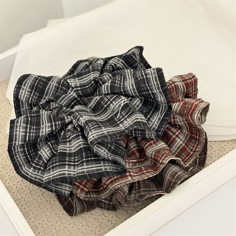 Women's Daily Cloth Scrunchies Retro Hair Ties Checkered Plaid