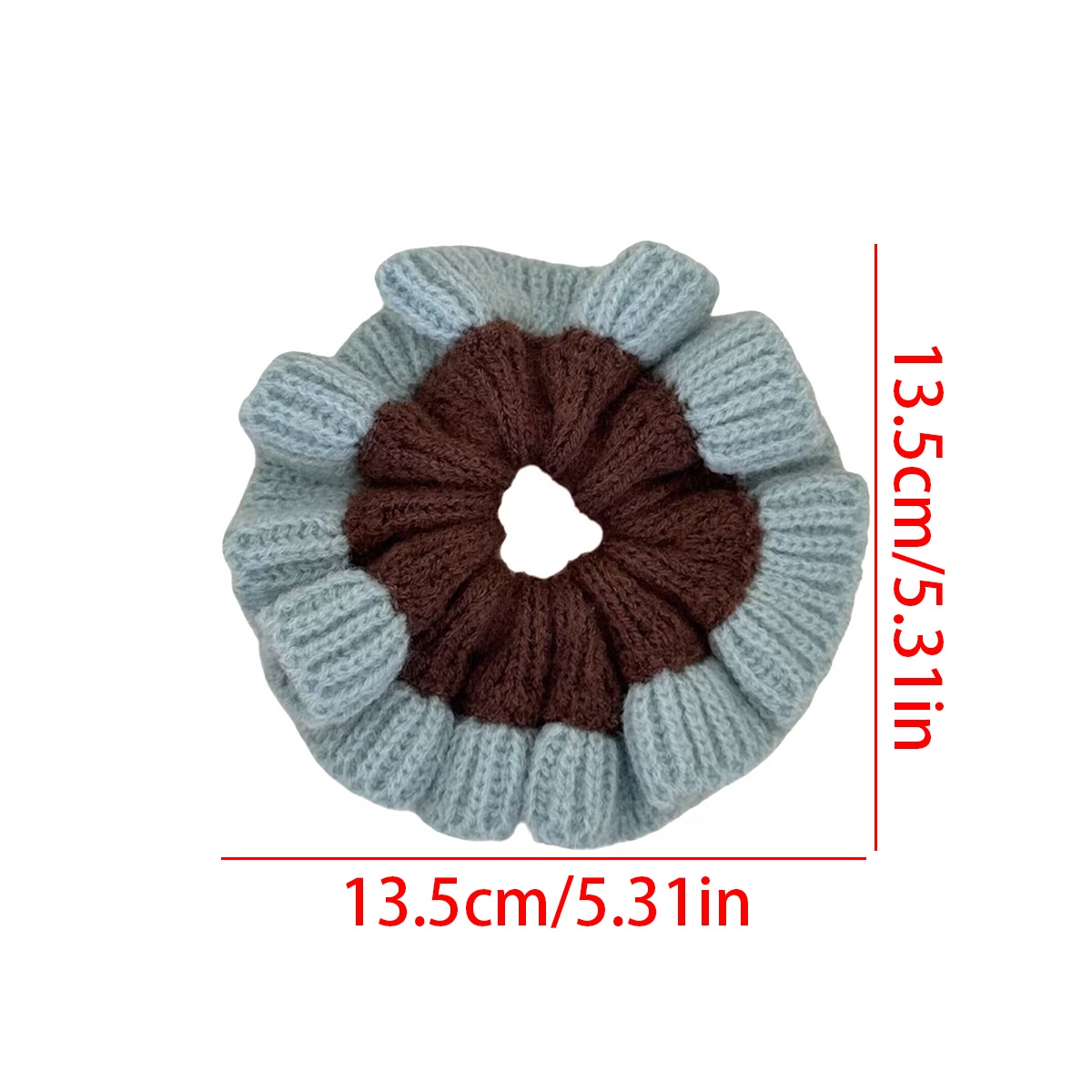 Women's Winter Knitted Lazy Bun Hair Scrunchie Color Block Pattern