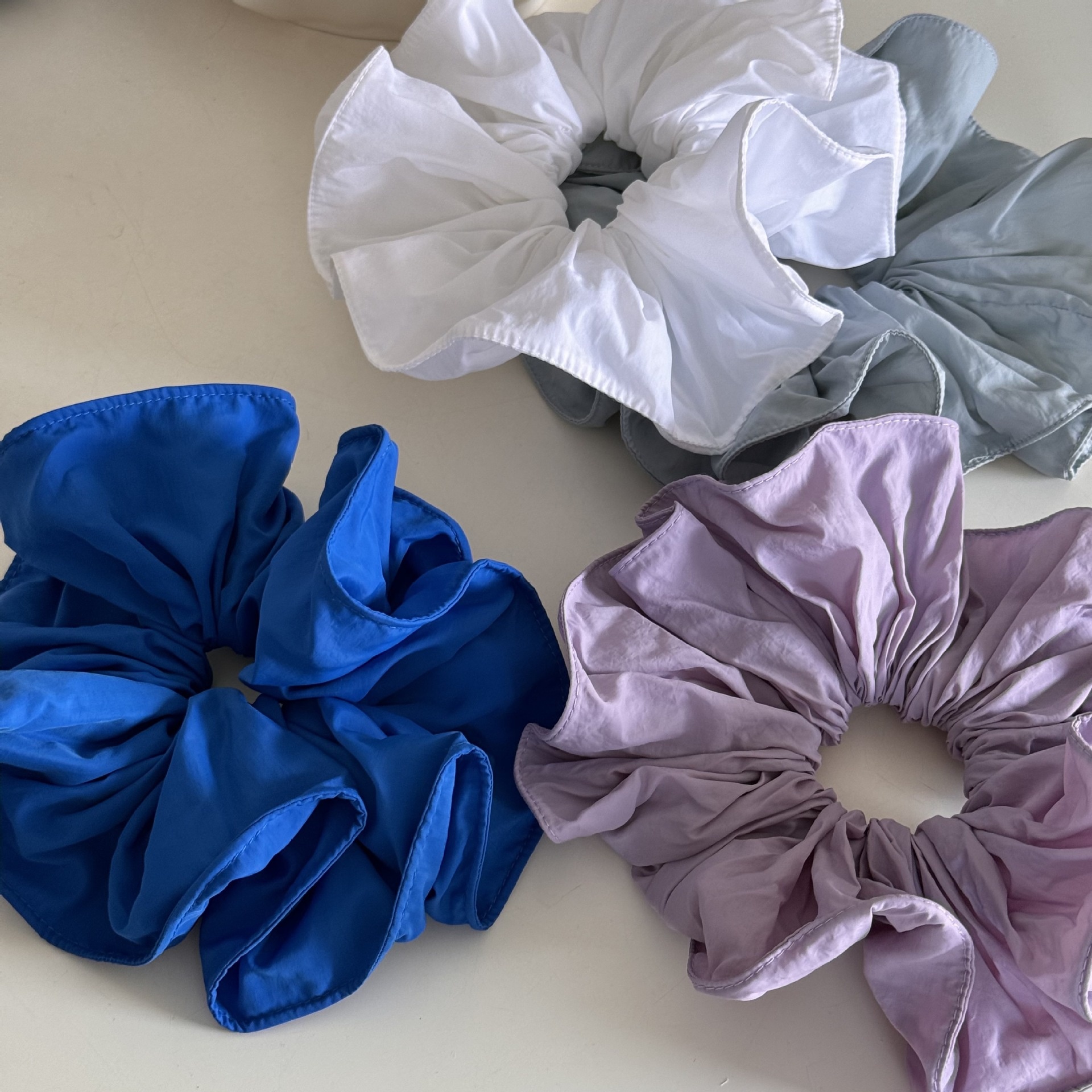 Women's Spring Soft Cloth Hair Tie Scrunchie Solid Light Blue