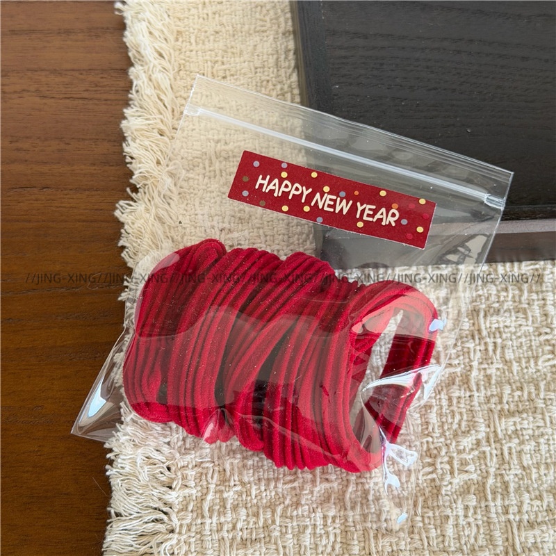 Women's Festive Elastic Cloth Hair Bands Red Solid Camo Leopard