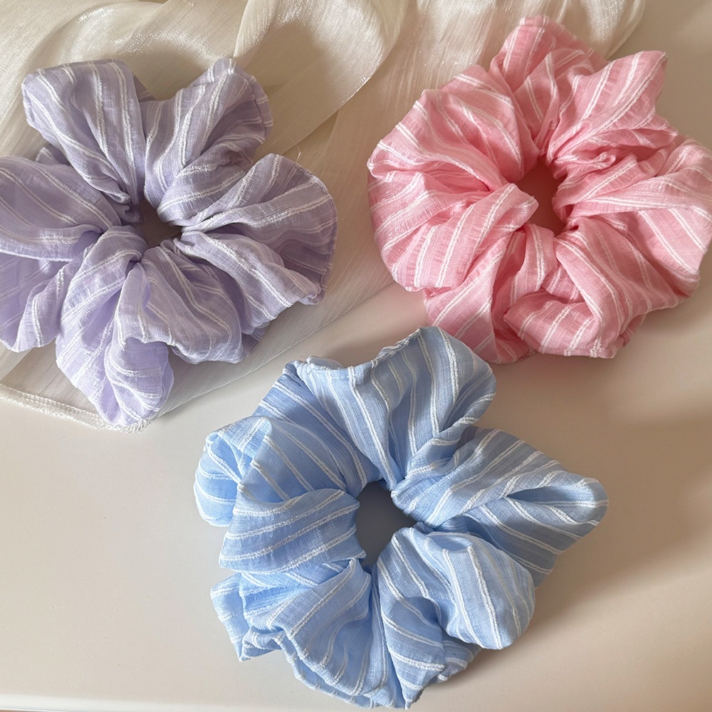 Women's Spring Polyester Ponytail Holder Hair Tie Sweet Pink Striped