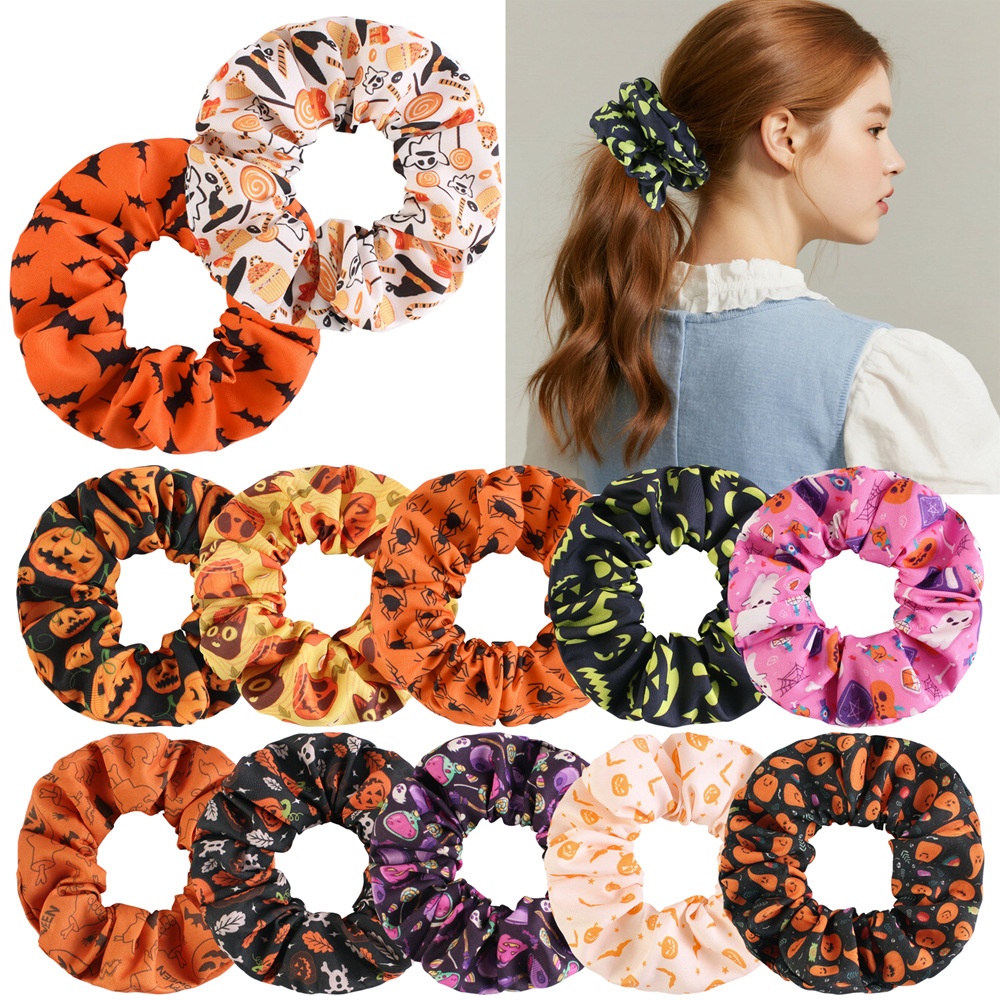 Women's Velvet Christmas Bow Hair Ties 12 Colors Santa Snowflake Patterns