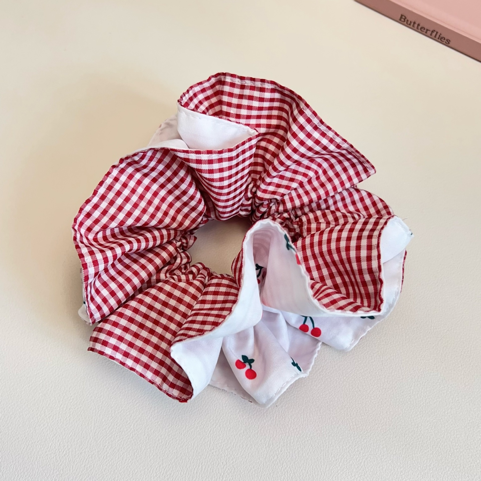 Women's Summer Sweet Bowknot Cloth Hair Tie Accessory Cherry Print