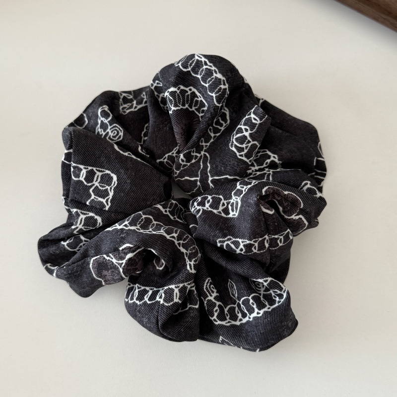 Women's Elegant Denim Blue Satin Hair Ties Large Silky Fashion Headscarves