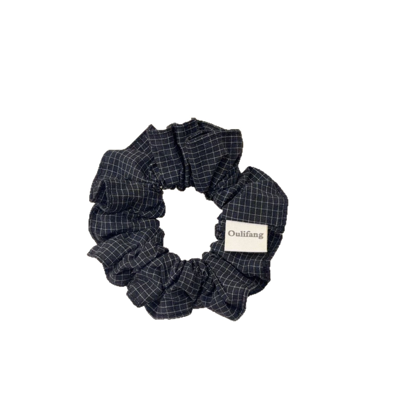 Women's Vintage Soft Cloth Hair Tie Spring Season Accessory Black Plaid