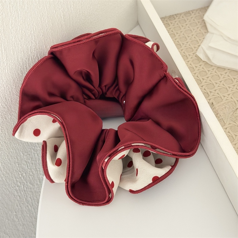 Women's Red Polka Dot Cloth Hair Tie Four-Layer Elastic Bun Hairband