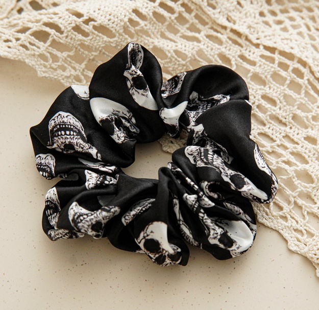 Women's Halloween Cartoon Print Satin Scrunchie Festive Party Hair Tie