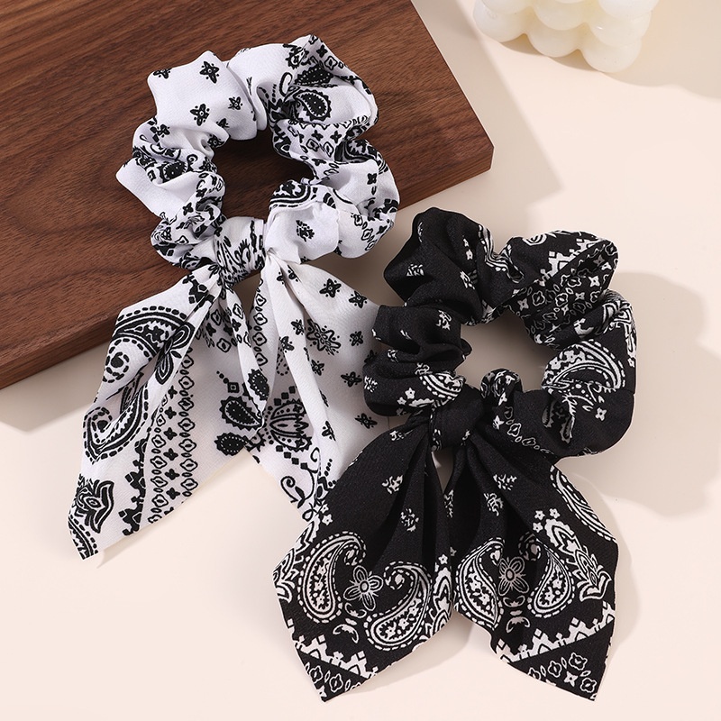 Women's Spring Fabric Transparent Elastic Hair Tie Floral Pattern