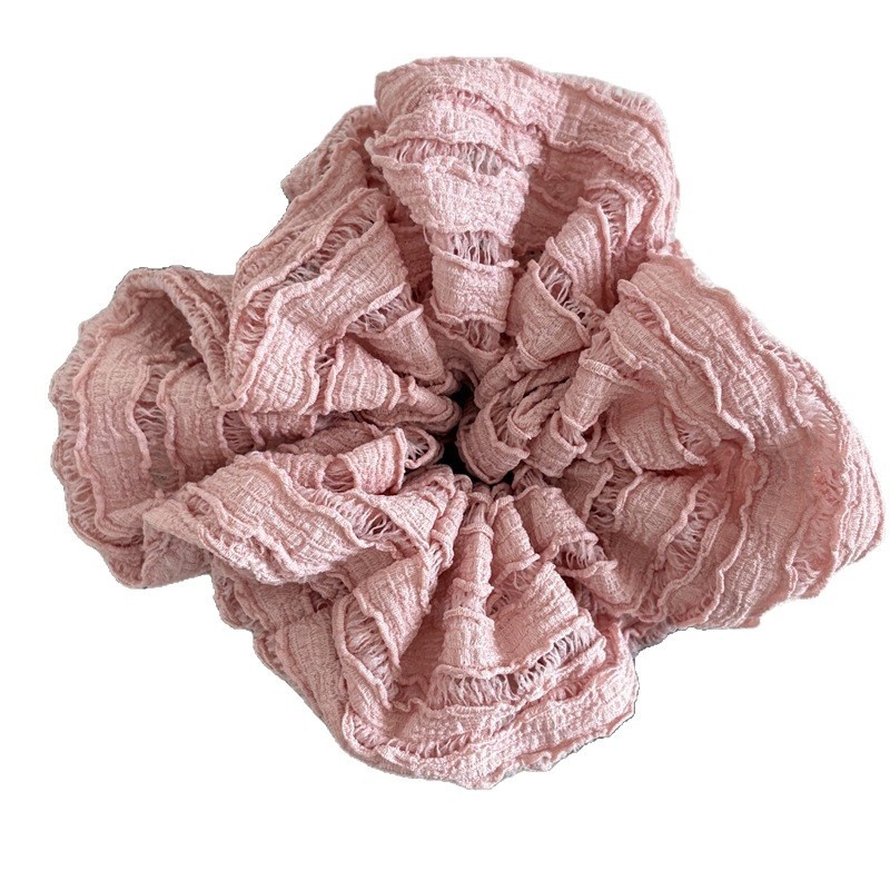 Women's French Soft Lace Bubble Cloud Hair Ties Elegant Solid Color Scrunchies