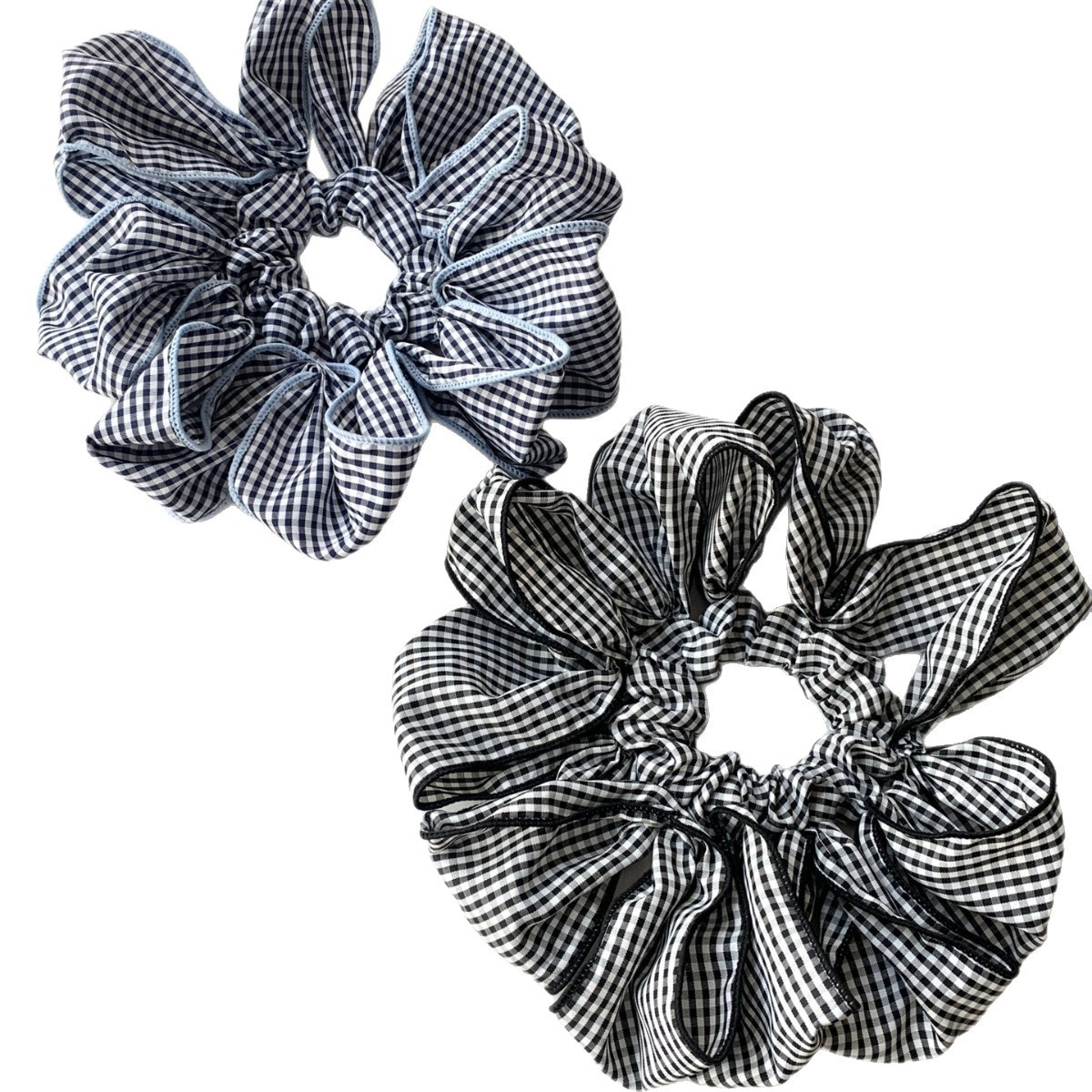 Women's Sweet Plaid Fabric Hair Ties French Style Low Ponytail Bands