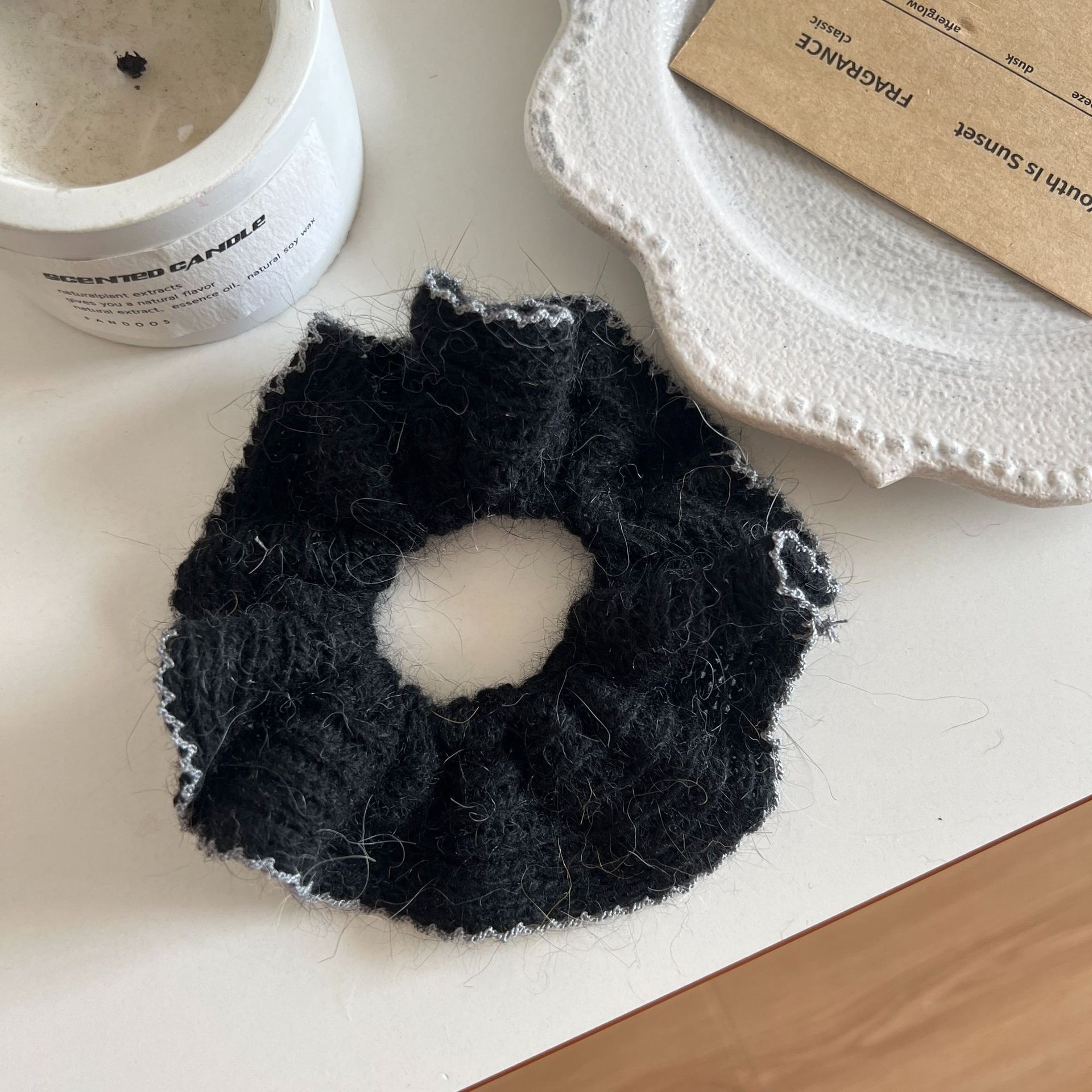 Women's Heavy Knit Double Layer Elastic Bun Headband Solid Blue