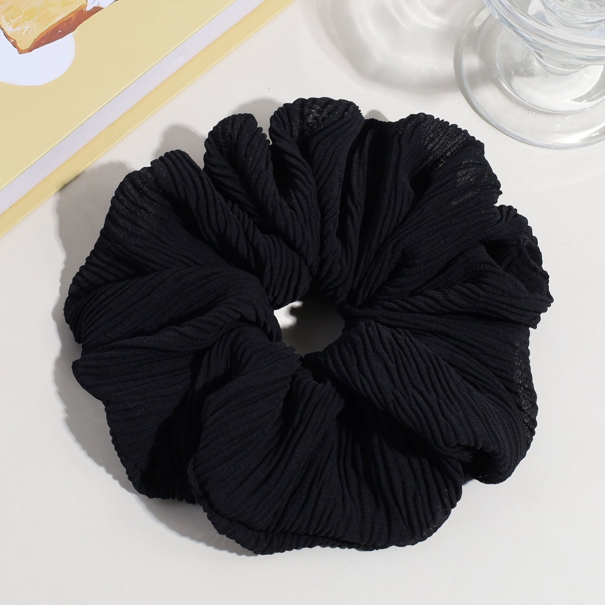 Women's Comfortable Everyday Soft Cloth Hair Tie Solid Color Black