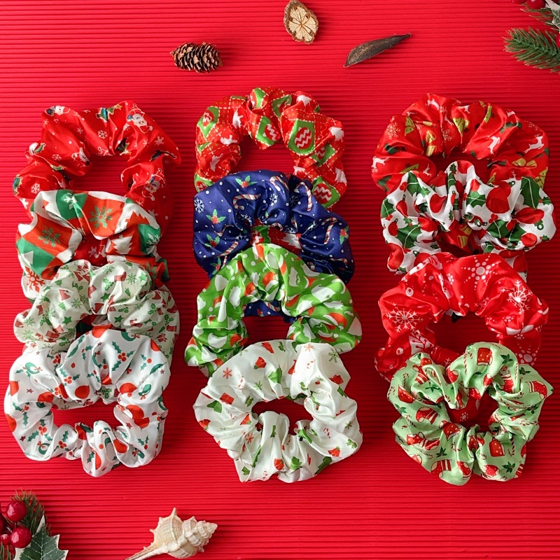 Women's Cute Holiday Hair Tie Christmas Tree Snowflake Socks Pattern