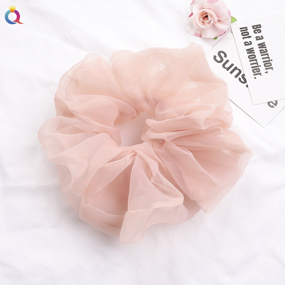 Women's Simple Daily Organza Pleated Hair Tie Scrunchie Solid Color
